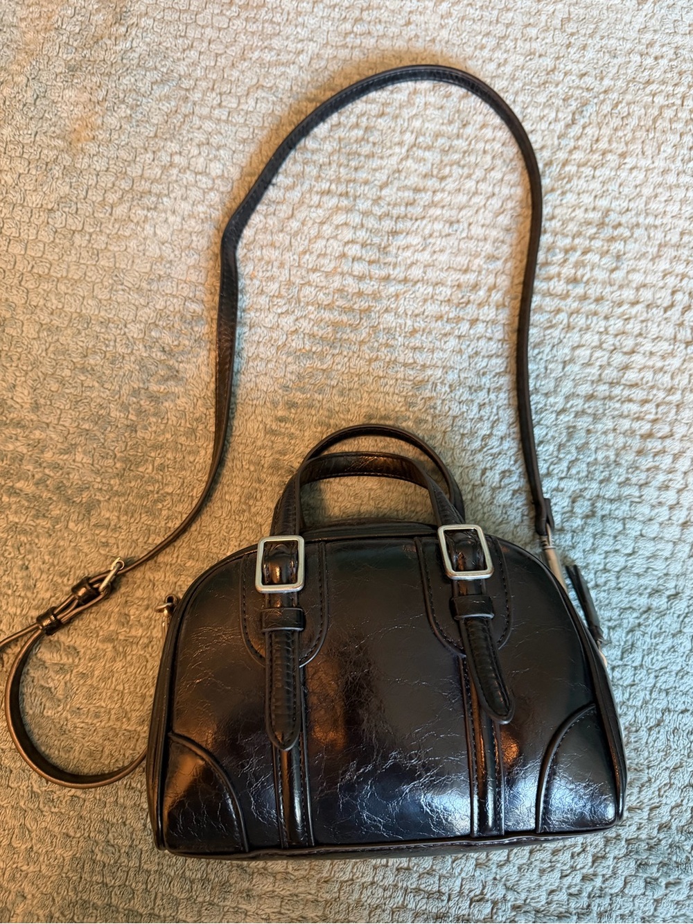 Zar Black Women's Leather Crossbody Satchel Bag